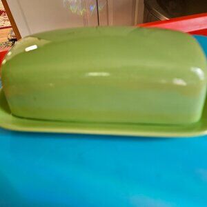 bia cordon bleu hand glazed green ceramic covered butter dish
